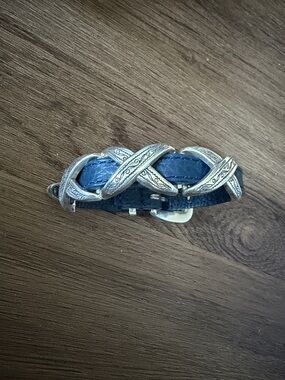 NWT Brighton Leather Bracelet with Silver-Tone Accent - Navy